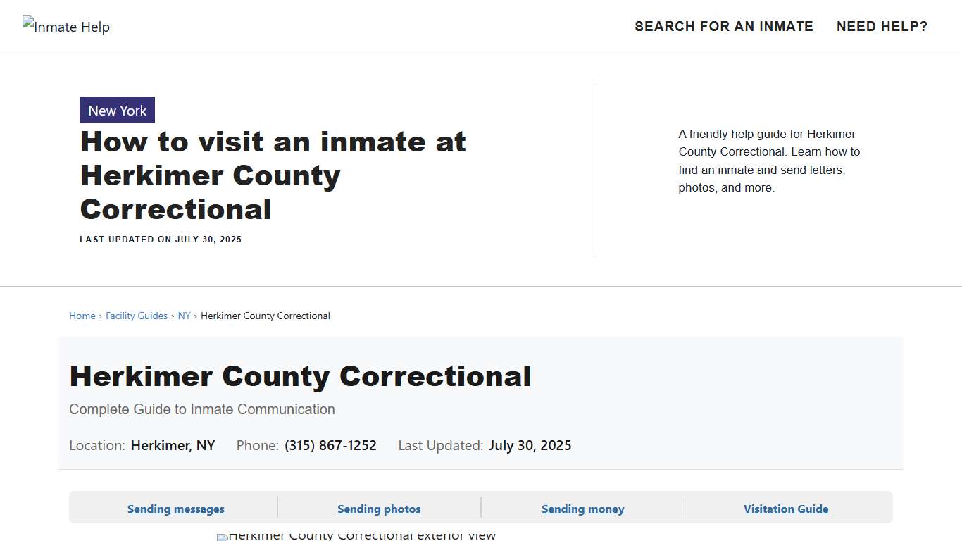How to visit an inmate at Herkimer County Correctional - Inmate Help